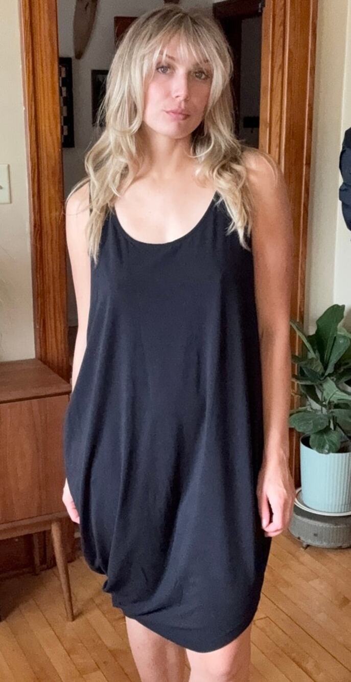 Universal Standard Iconic Geneva Tank Dress Medium Pima Black Earthy Lagenlook
